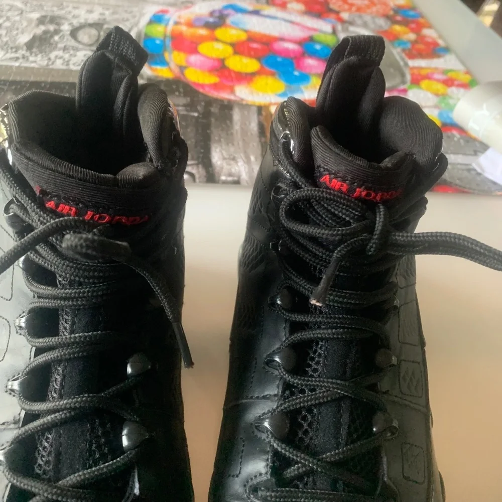 Air Jordan 9 Retro BG Bred black and red sneakers UNISEX - Picture 5 of 9